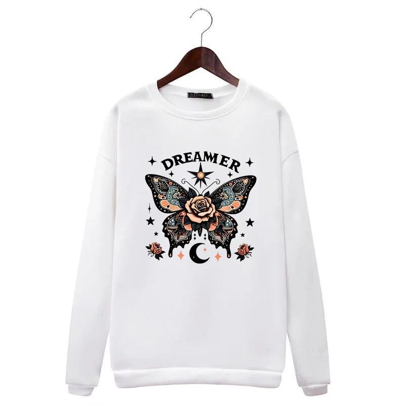 

Creative Butterfly Pattern Printing Hoodie Women Fashion Casual Loose Long Sleeve Sweatshirt Harajuku Aesthetics Hooded Pullover