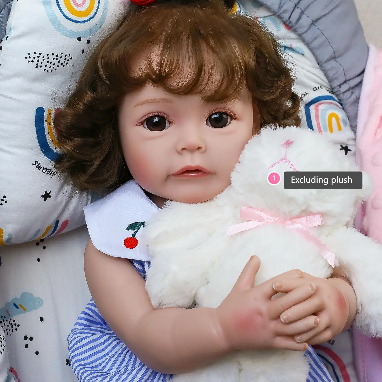 18インチ新生児リボーンドール女の子、手植えの髪、柔らかい体、3Dスキン、血管が見える、コレクターズアートドール、クリスマスプレゼント