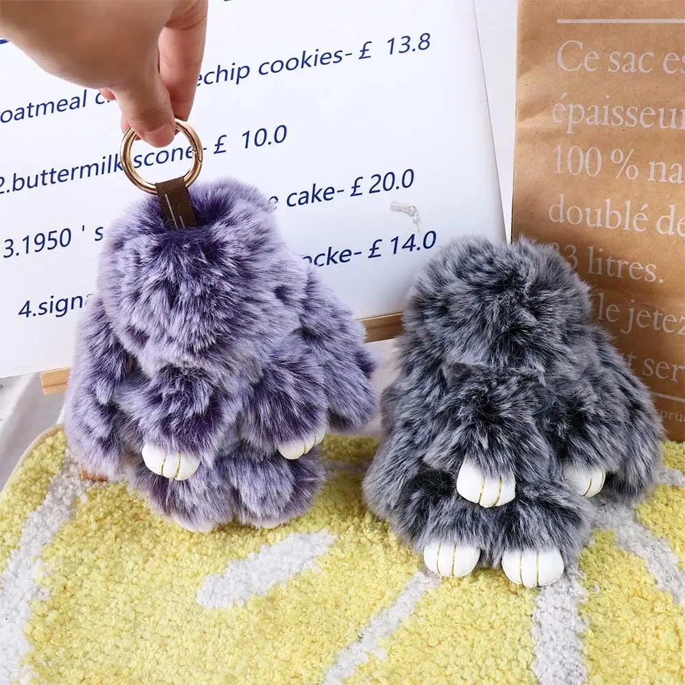 Breloczek pluszowy dla kobiet, zawieszka do samochodu, króliczek z futra, puszysta zabawka, pluszowy króliczek, breloczek z pluszowym króliczkiem