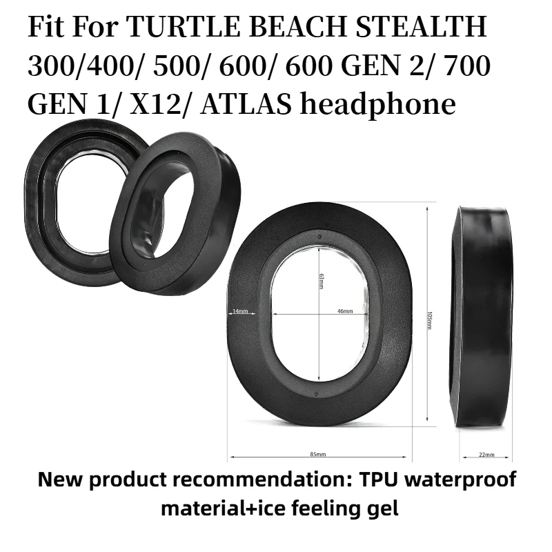 

For TURTLE BEACH STEALTH 300/400/500/600/600 GEN 2/700 GEN 1/X12/ATLAS headset Cooling Gel Ear Cushion Replacement Memory Foam