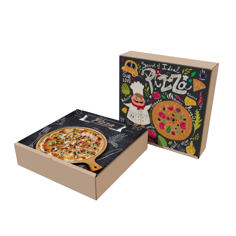 Cajas de pizza con logotipo personalizado, embalaje al por mayor, caja de cartón para hornear alimentos, caja de embalaje de nuevo diseño para pizza