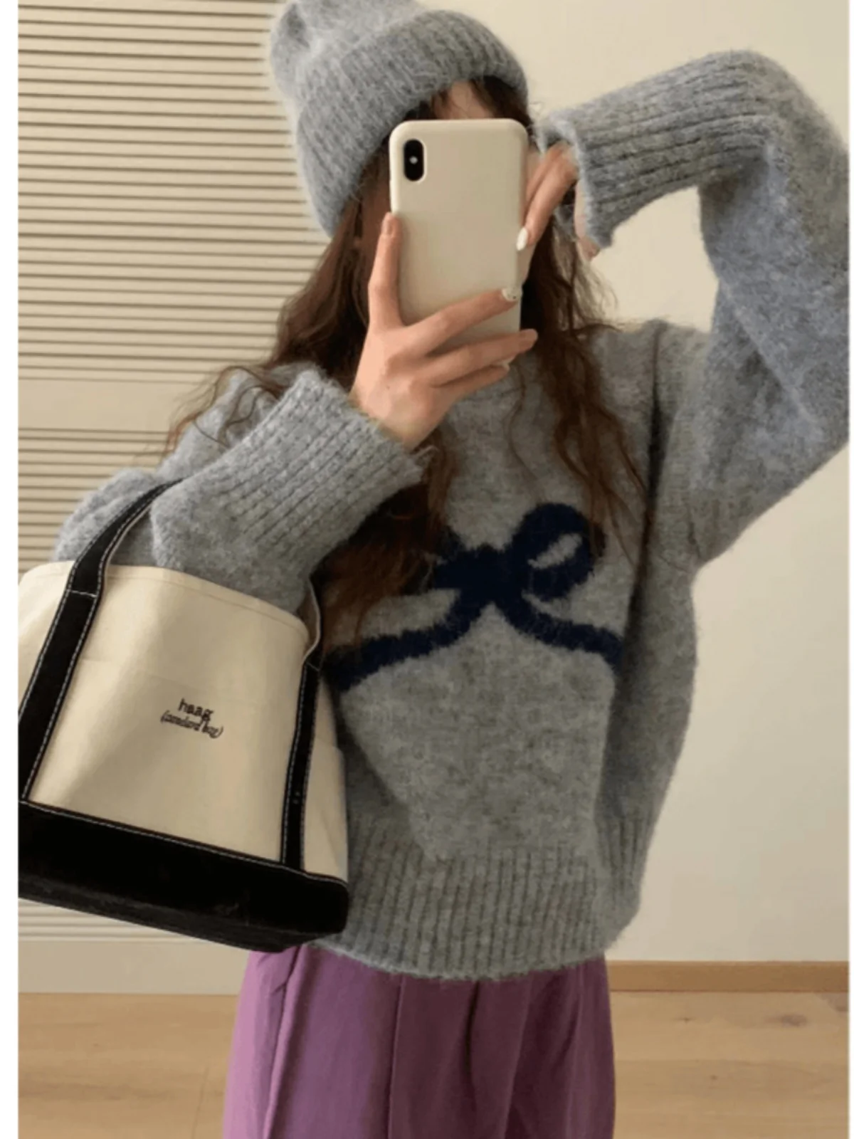 Coréen Sle doux jeune noeud rond Ne Long Sve pull femmes automne hiver doux confortable vêtements d'extérieur haut tricoté