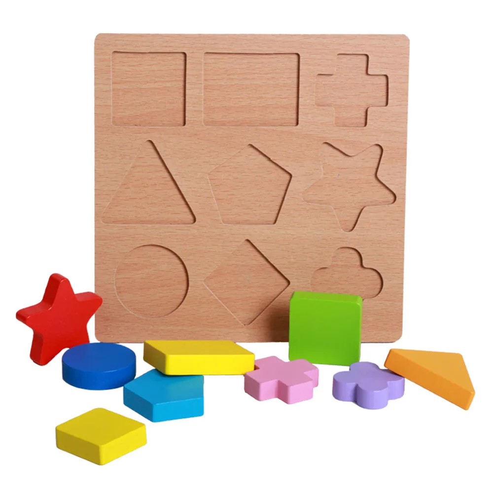 1 conjunto de quebra-cabeça de forma geométrica 3d brinquedo de madeira para crianças habilidades de correspondência reconhecimento de forma de cor jogo de aprendizagem educacional