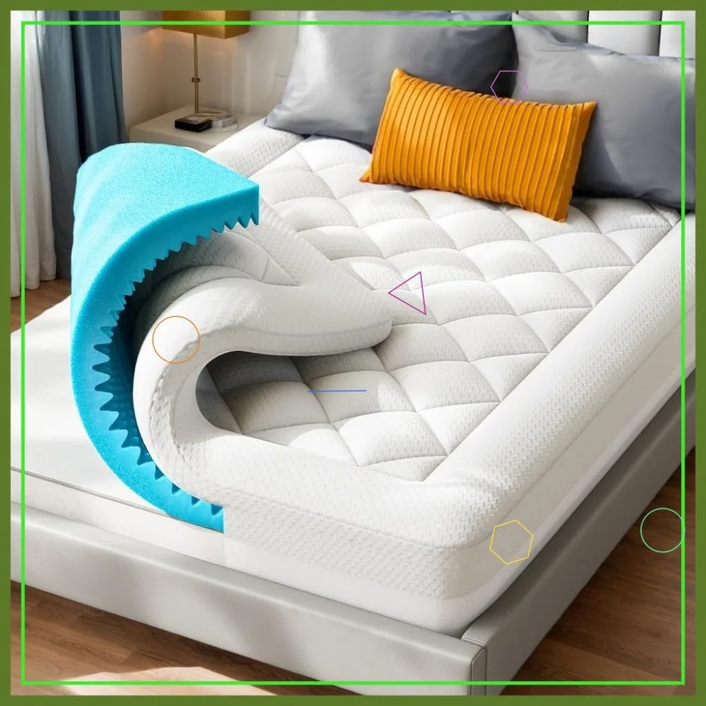 

4 Inch Dual Layer King Mattress Topper: 2.5" Cooling Gel Memory Foam + 1.5" Pillow Top, Medium Firm Support