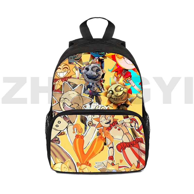 

3D Anime Fnaf Sundrop Moondrop Mini Backpack 12/16 Inch College Laptop Travel Satchel Cartoon School Bags Rucksack Kindergarten