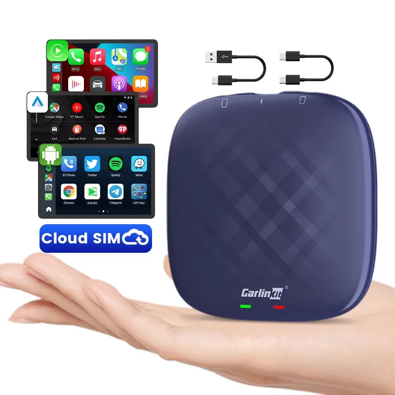 جديد Qcm6125 Tbox Plus 10G Cloud Sim Card Ai Box Dongle الوسائط المتعددة Car Play 64Gb Dongle Carlink Android Box Wireless Carplay Adap
