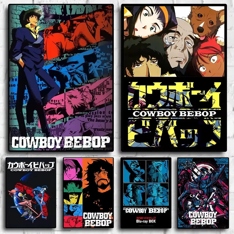 Japanes Classic Comics Cowboy Bebop Action Sci Fi Movie Canvas Art Home Wall Poster Aesthetics Living Kids Room cafe Decoration