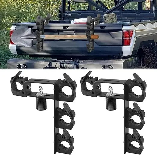 

New 2-piece Dual Tool Hook Rack Bracket for UTV Polaris Ranger Models 1-700 1000 1-7/16, Quick Release Rubber Bracket