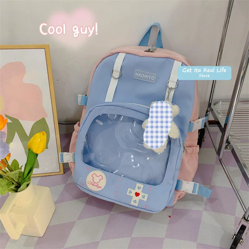 2022 Kawaii School Backpack for Girls Laptop 14 Inches Cute Ita Bag Backpack for  Doll Black Transparent Bagpack for Women