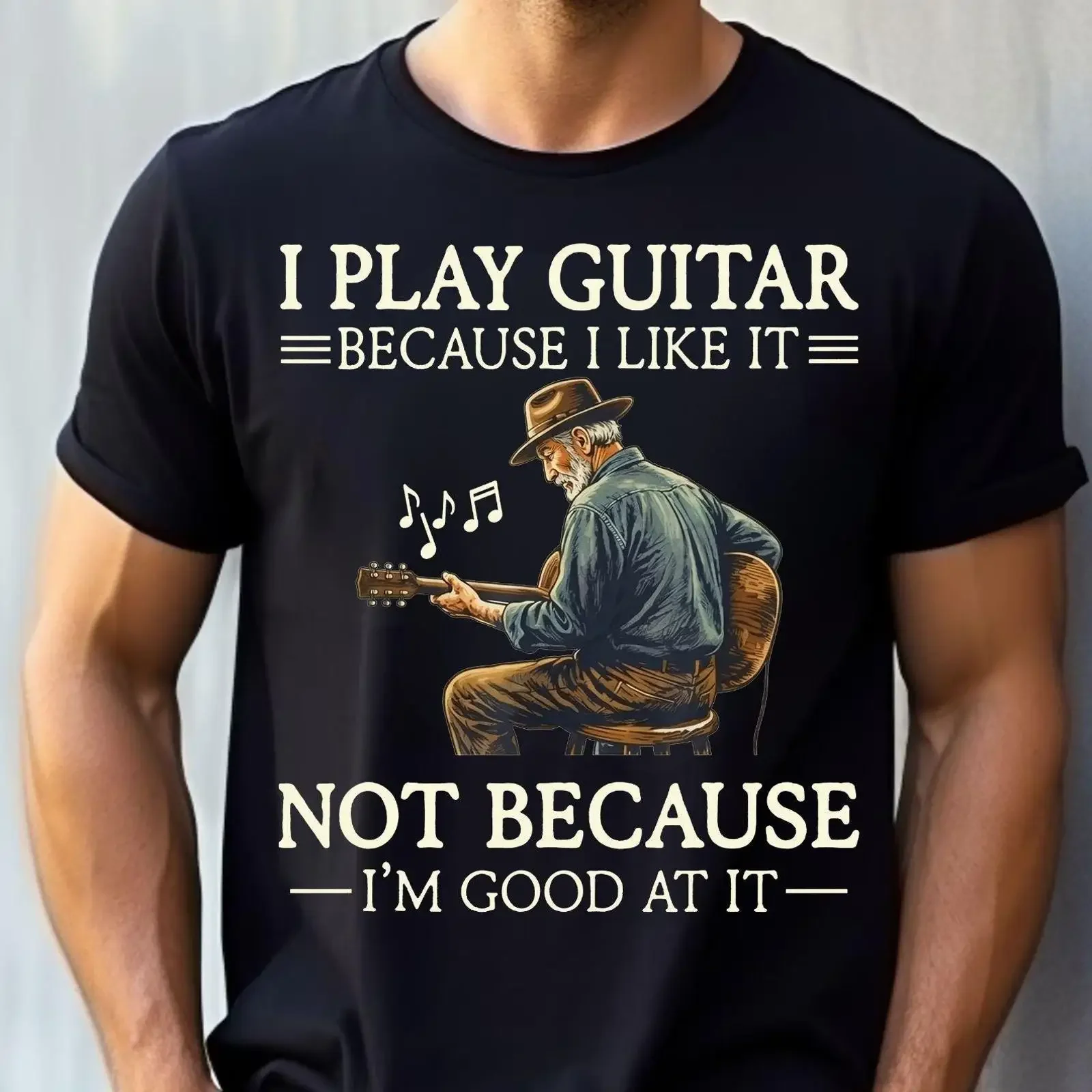 Men's I Play Guitar Because Like It Funny T Shirt Player for Music Lovers Casual Father's Day  vintage Washed homme graphic