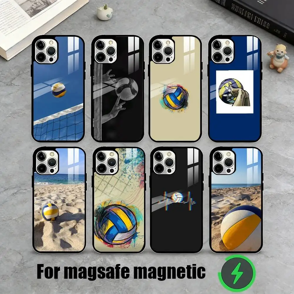 

S-Sport Beach Volleyball Phone Case For iPhone17,16,15,14,13,12,11 Plus,Pro Magnetic For Magsafe Wireless Charging