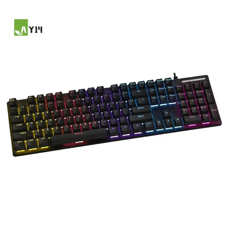 

AY14 -K74 Проводная игровая клавиатура с LED-подсветкой, 104 клавиши, полноразмерная, с мультимедийными клавишами для ПК, Mac, ноутбуков и настольных компьютеров