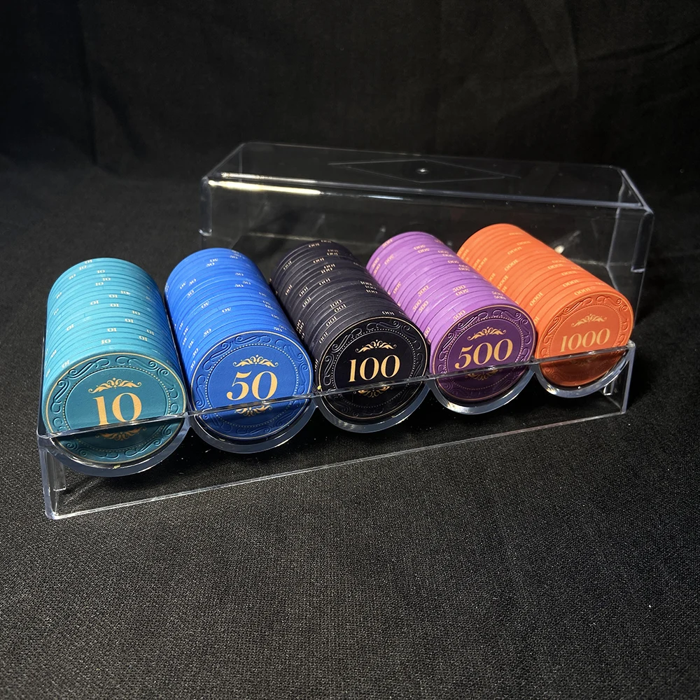 Transparent Acrylic Poker Chips Box 5 Rows/100 Chips Container Holder Storage Case Suitable for Chips with A Diameter of 39 Mm