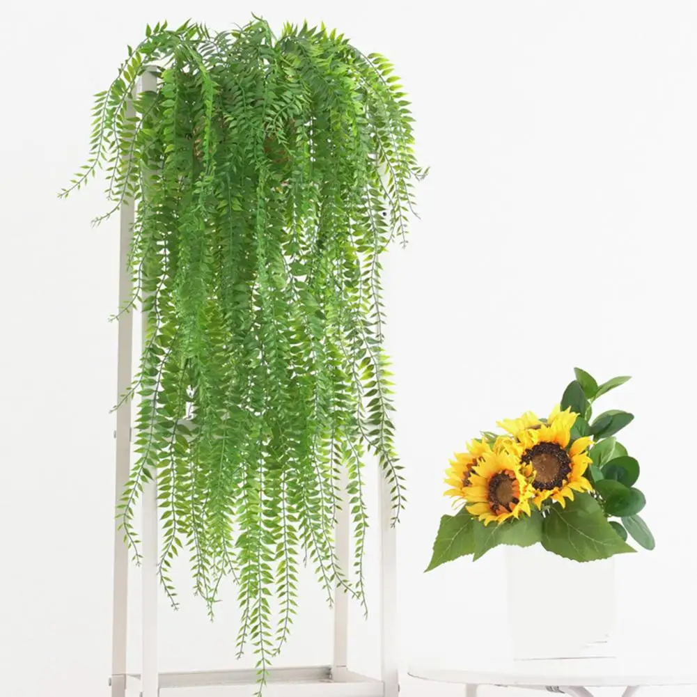 Artificial Plant Persian Fern Leaves Vines ,5 Forks Persian Weeping Willow,Lifelike Artificial Weeping Willow Plant