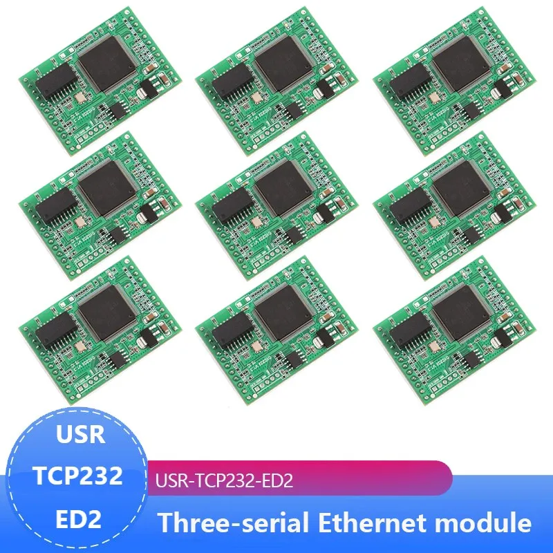 9PCS USR-TCP232-ED2 Triple Serial Device Server, UART TTL to Ethernet/TCP IP Module Converter Support D2D Forwarding