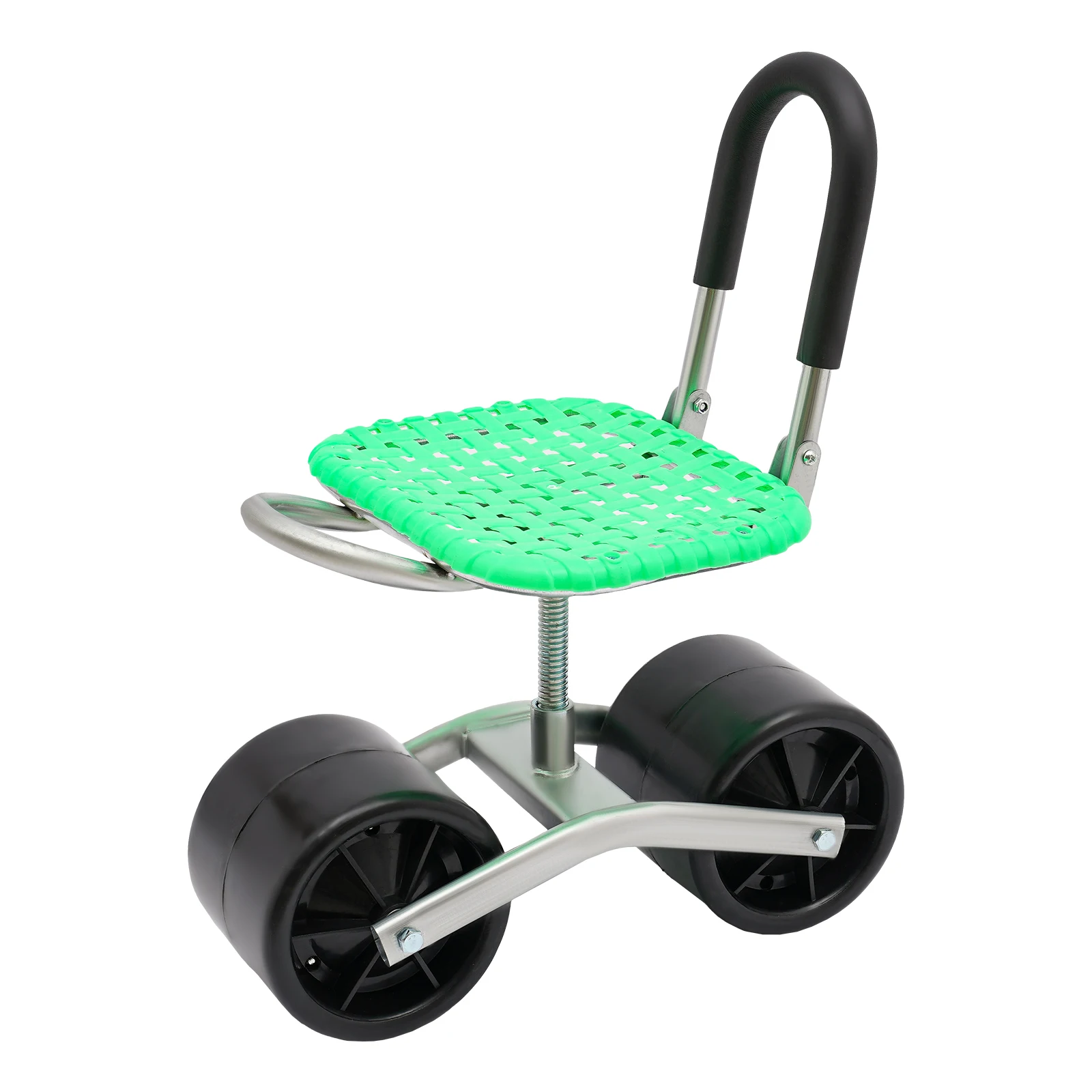 Garden Rolling Stool Workseat with 2 Wheels Stable Sturdy Cart Foldable and Direction for Gardening Floor Standing