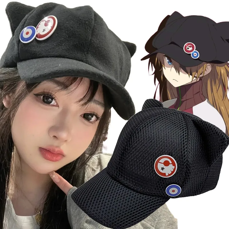 日本の女性のためのカラングラー猫の耳キャップ,女性のためのかわいい漫画のコスプレアクセサリー,メッシュの帽子,キャップ,夏