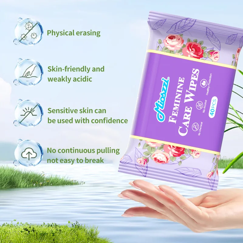 Mioszzi Feminine Wipes, การดูแลที่ใกล้ชิดที่สมดุล pH อ่อนโยน, ความสดชื่นทันทีทุกที่, ห่อแยกชิ้น