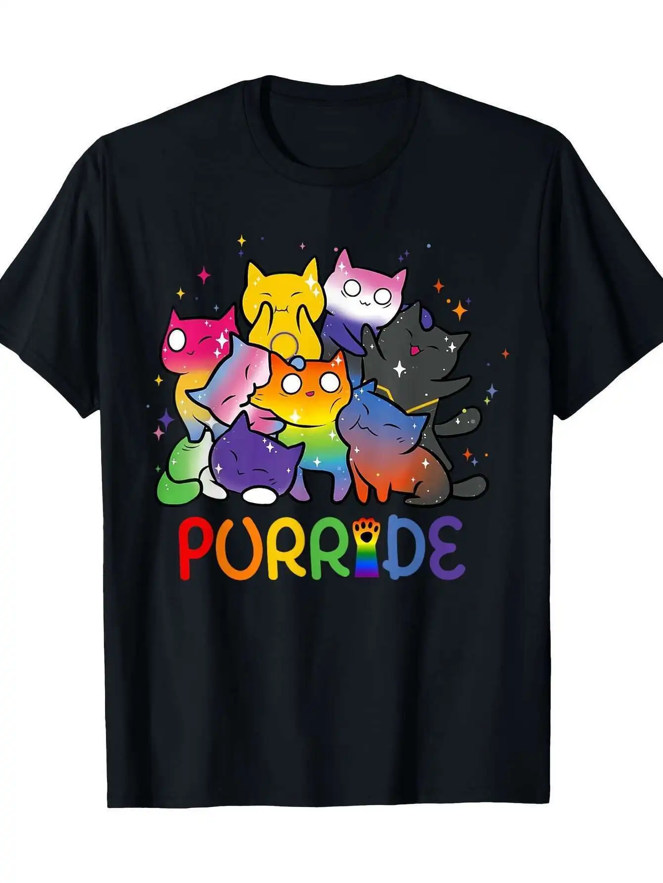 

Летняя женская футболка с радужным котом и графическим принтом, повседневная женская футболка, летняя повседневная футболка, одежда для любителей животных