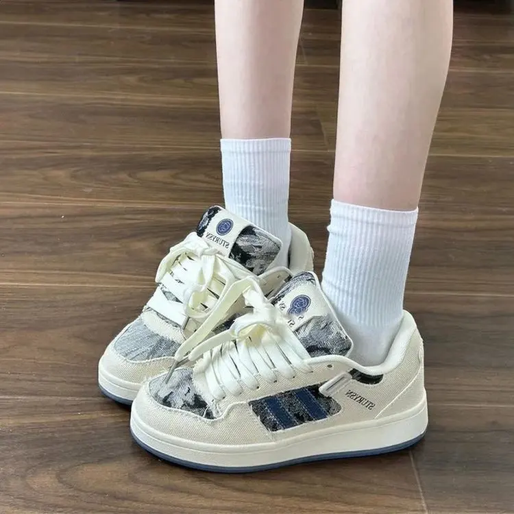 Board shoes retro Hong Kong style bread shoes women's ins trend 2025 spring new versatile casual board shoes student shoes