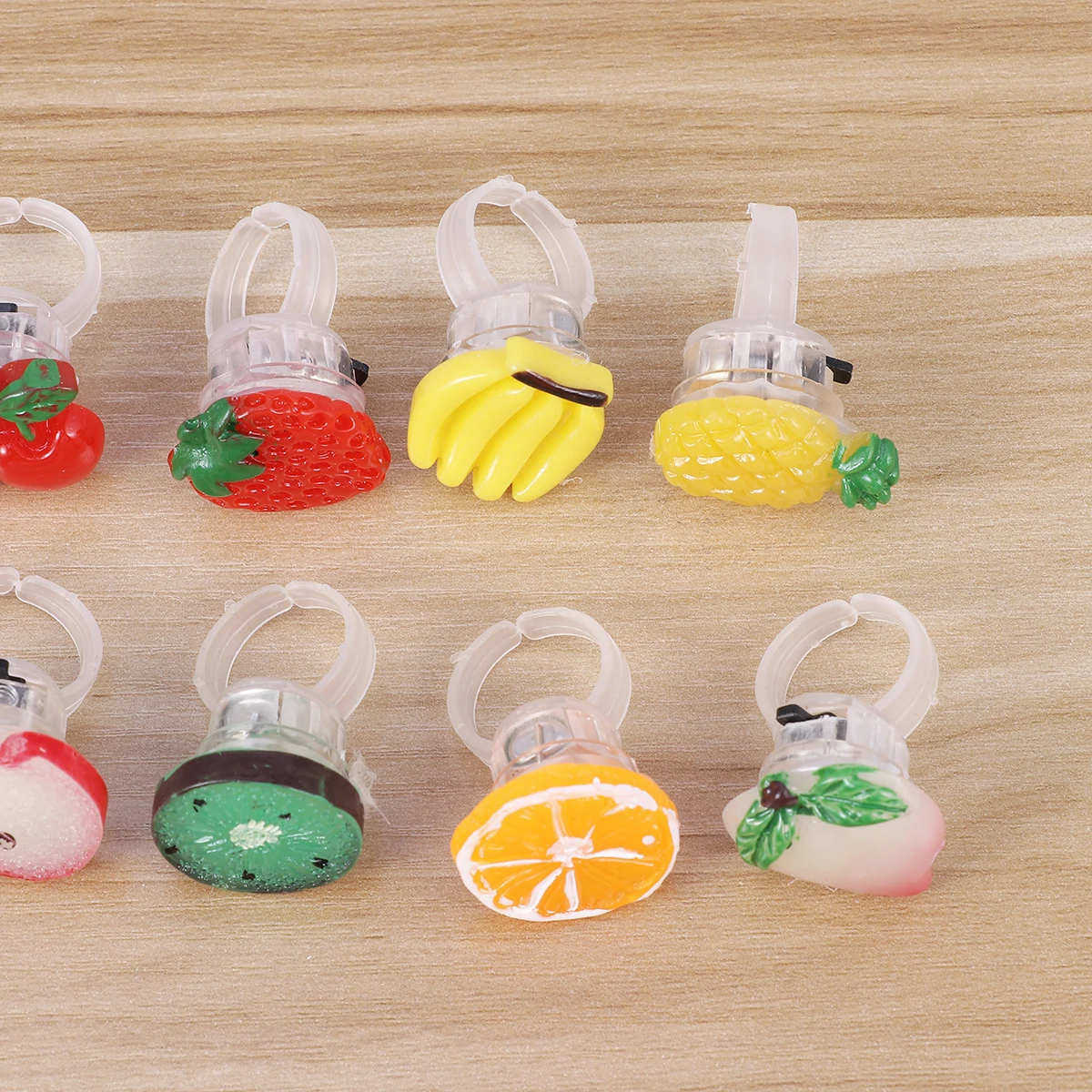 

20 Pcs Glowing Fruit Ring Colorful Rings Light Up LED Shine Flashing Fun Party Accessories