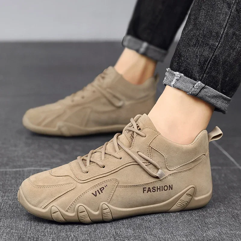 Men 2025 Spring Man Casual Sneakers Non Slip Khaki Work Mens Shoe Short Boots Loafers Lace Up Zapatillas Hombre Ankle Boots