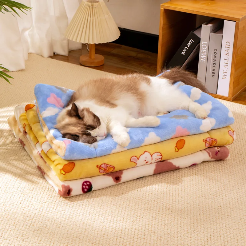 Kattenmat Bed Pluche Bank Slaapmatje Huisdier Winterbedden Huisdier Kat Vloermat Zacht Slaapmatje voor Hond Kitten Zacht Slapende Hond Pluche Mat