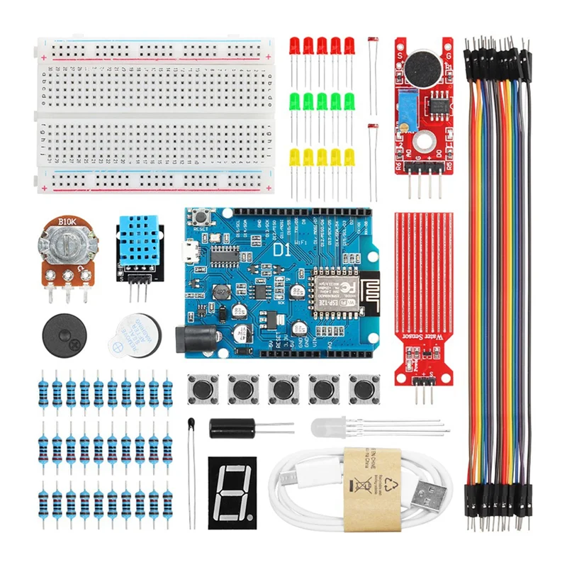 

Прочный-базовый стартовый комплект для программирования Arduino D1ESP8266 Wi-Fi R3, компонентный комплект электроники «сделай сам», образовательный полный комплект, базовый