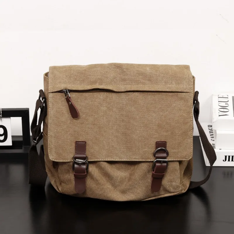 Casual Canvas Messenger Bag Men Fashion Retro Men's Crossbody Bags Laptop Bag Handbag Large Capacity Shoulder Messenger Bag Male