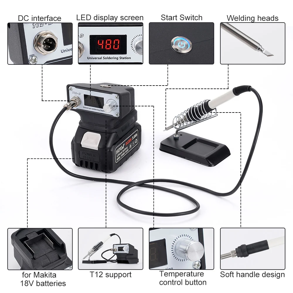 Portable Cordless Electric Soldering Iron LCD Multifunction Household Welding Machine Repair Solder Tools For Makita 18V Battery