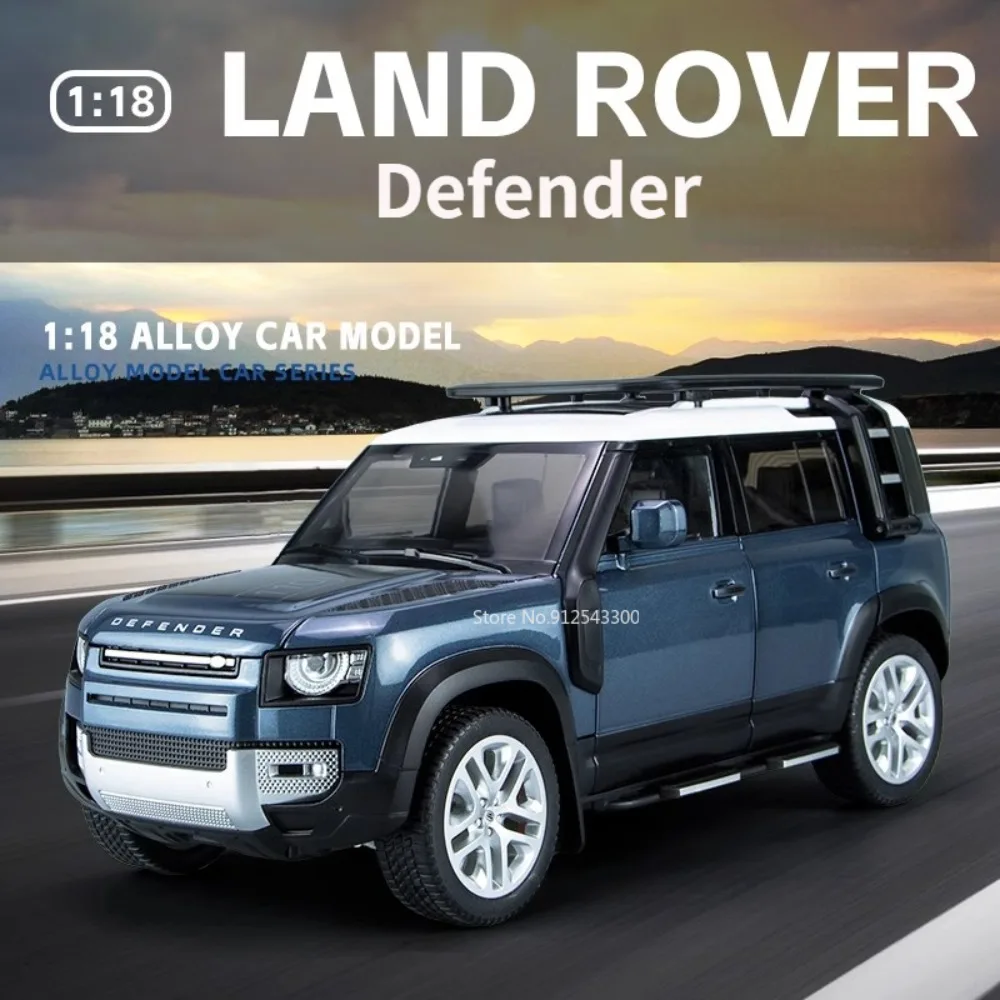 1/18 Range Rover Defender SUV Toy Car Model Alloy Diecast Simulation Off-road Vehicles Scale Model with Sound Light Toy for Kids