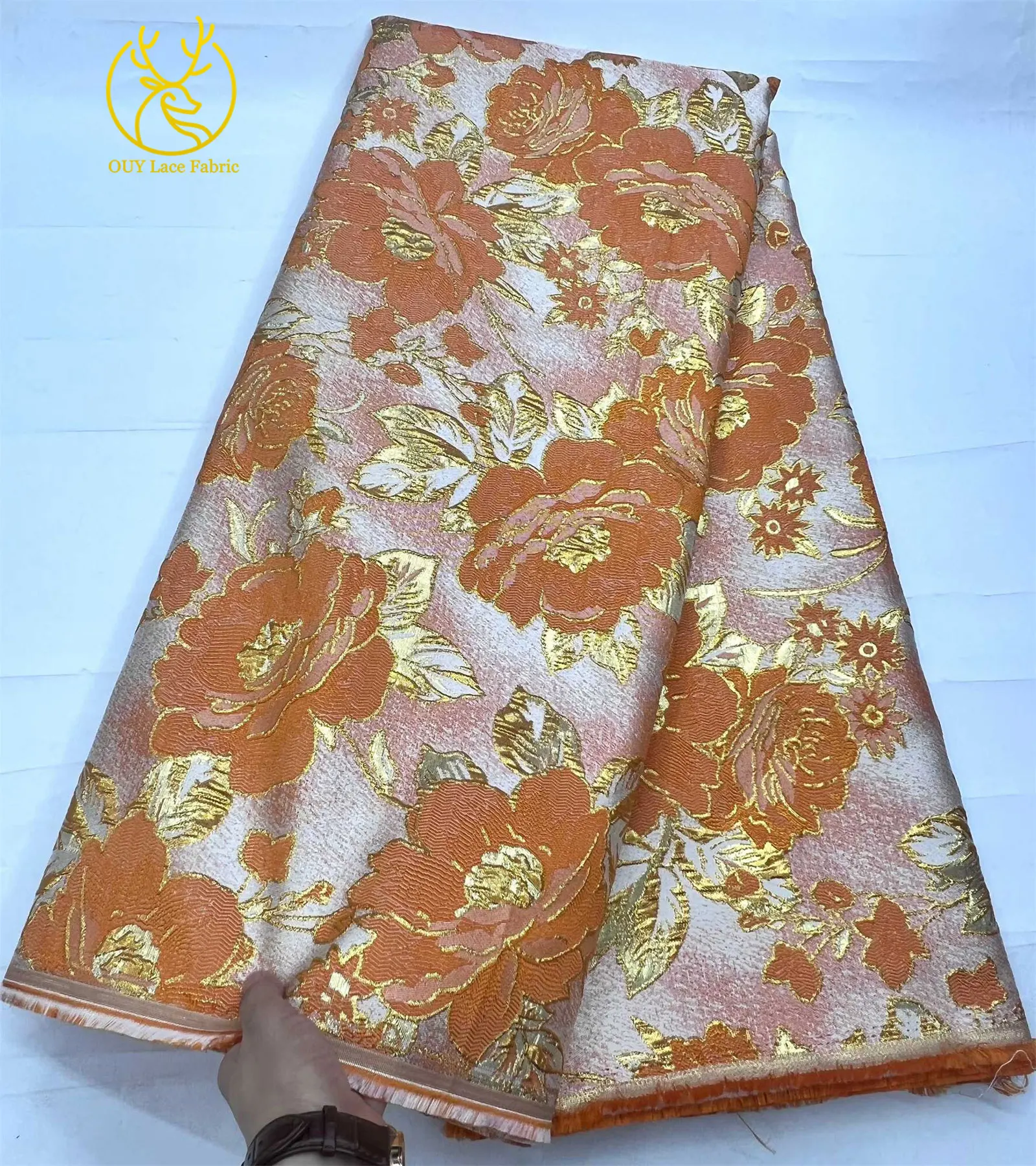 Großhandel afrikanischer Jacquard-Spitzenstoff 2026 Hochwertiger nigerianischer Spitzenstoff Damen-Partykleid-Nähmaterial 5 Yards – Detail 10