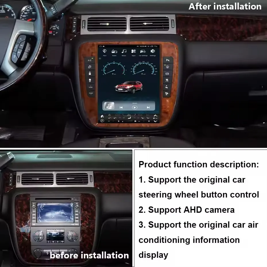 

12,1-дюймовый Android-экран для Chevrolet Suburban Tahoe/GMC Yukon 2007-2014, навигационная система, мультимедийный проигрыватель, радиоприемник, головное устройство с поддержкой CarPlay.