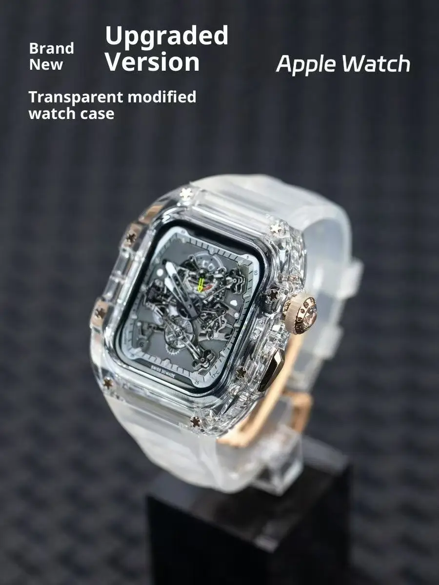 Ultra-Przezroczyste Etui Apple Watch 11 Modificowane na Styl Richard Transparent, Pasujące do Apple Watch Ultra 3, Pasek do Iwatch