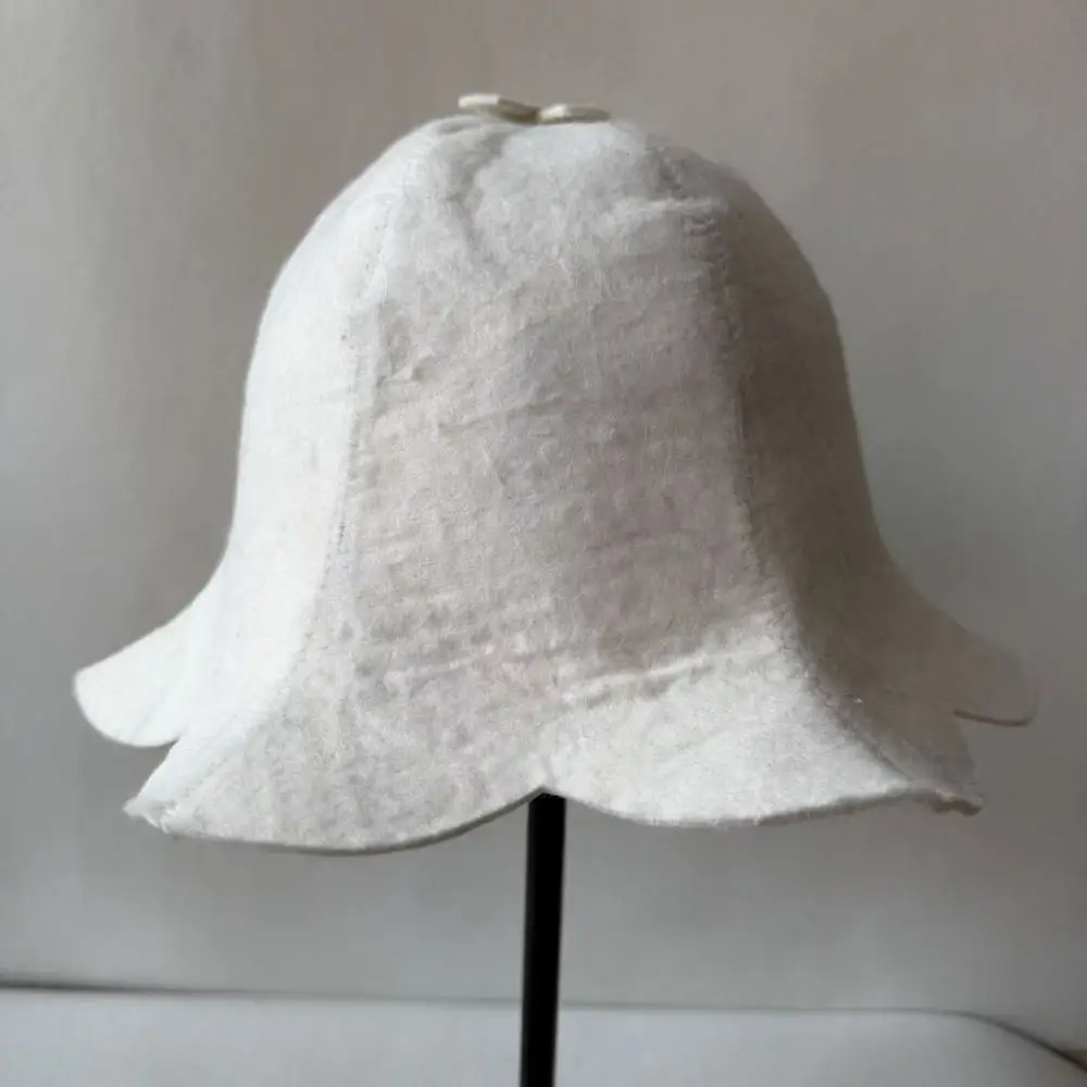 Handmade Wool Felt Sauna Cap Floral Trim Protective Headgear Heat Resistant Bathing Hat For Sauna Room Steam Spa Use