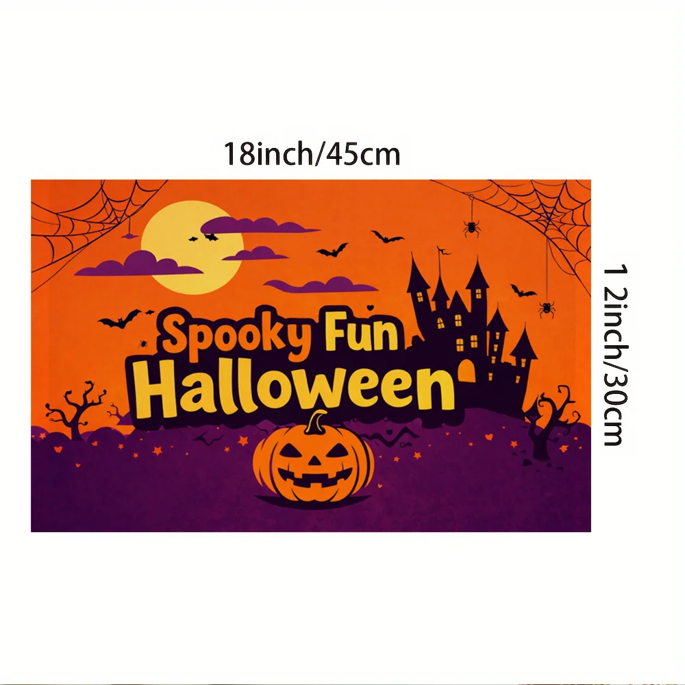 1 pc Spooky Fun Halloween Placemats for Kitchen Dining Table Coffee Table Mats for Home Decoration, Holiday Party Gift - view 3