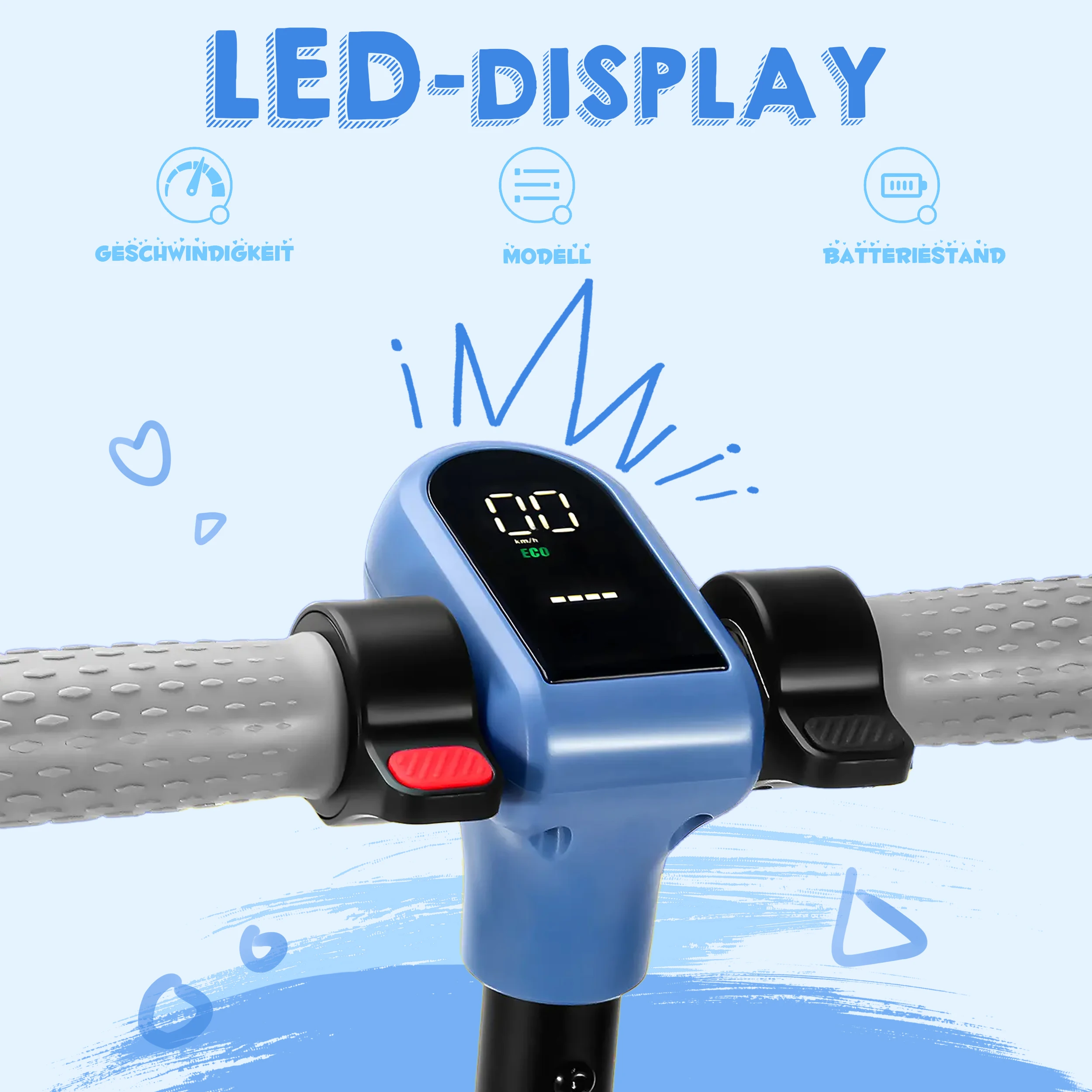 Vankel Kinder-Elektroroller mit Bluetooth, Regenbogenlichter, 6,5-Zoll-Kinderroller für Mädchen, 8–10 km Reichweite, 110 W Motor 60 Wh – Detail 4