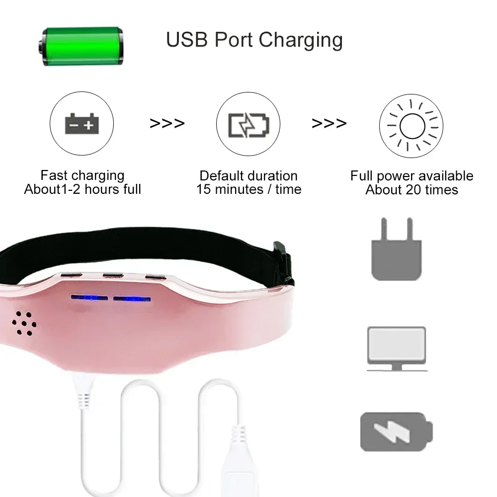 Electric Headache & Migraine Relief Head Massager Insomnia Pulse Therapy Release Stress Sleep Monitor Relax Health Care Eye Mask