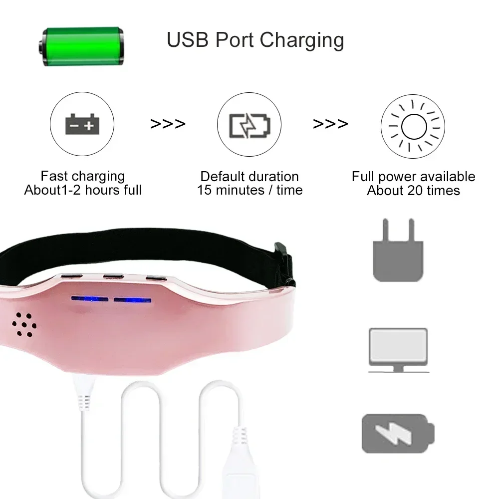 Sakit kepala elektrik, penghilang sakit kepala elektrik & sakit kepala, terapi denyut nadi Insomnia, Monitor tidur, rileks, perawatan kesehatan, masker mata
