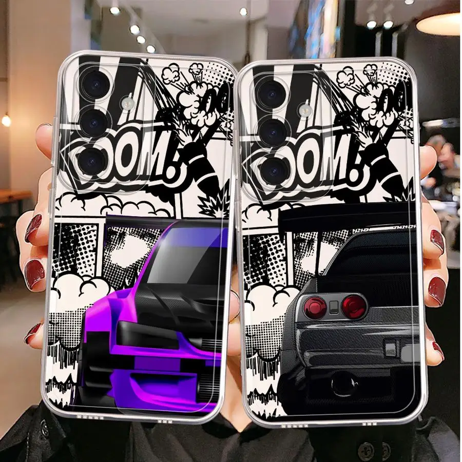 JDM الرياضة سيارة واضح لينة الحال بالنسبة لسامسونج غالاكسي A53 A50 A03 A55 A54 A56 A52 A31 A02 A50 A51 A73 A06 A71 A04 A72 A05