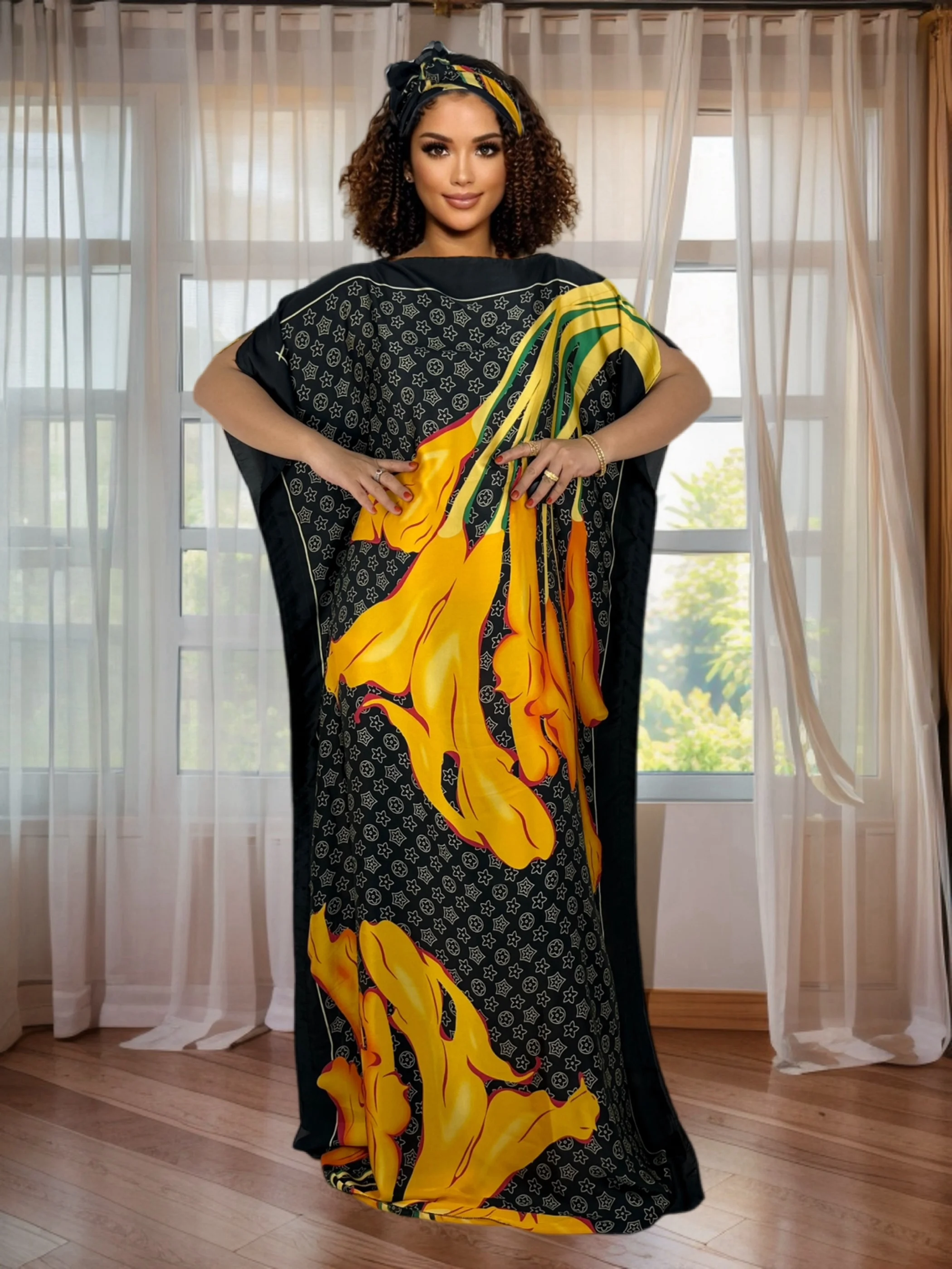 

Women's Round Neck Floral Print Maxi Dress Batwing Sleeve Wedding Guest Evening Formal Party Dress