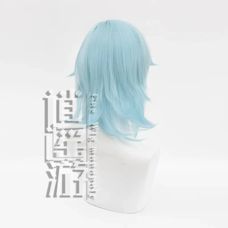 Аниме Eula cos парик 40 см мятно-синий короткие волосы термостойкие синтетические волосы Хэллоуин вечерние парики для косплея + шапочка для парика