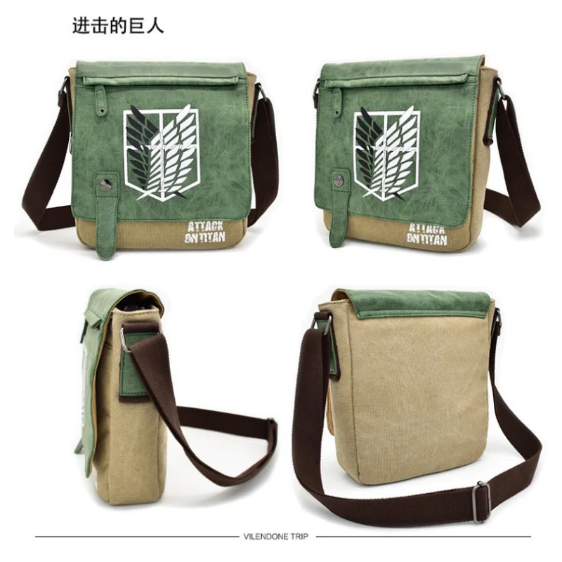 Anime Attack on Titan Crossbody Bag Cartoon Shoulder Bags Kawaii Cosplay School Bags large Canvas Laptop Bag Birthday Gift toy