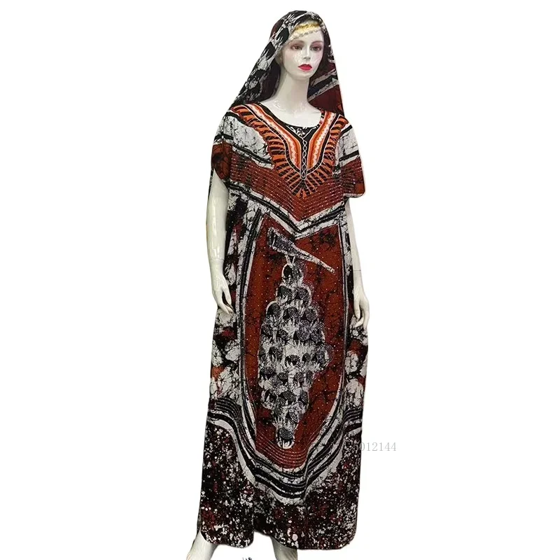 

Женское свободное дышащее хлопковое платье, большой шарф Hot Diamond, этническая ткань, африканское летнее платье с принтом, новая мода, 2026