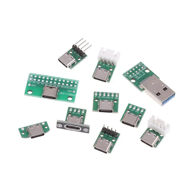 5Pcs USB Adapter Board TYPEC16P To 2.54 Pin Terminal Upgrade Version With Holes For Fixation
