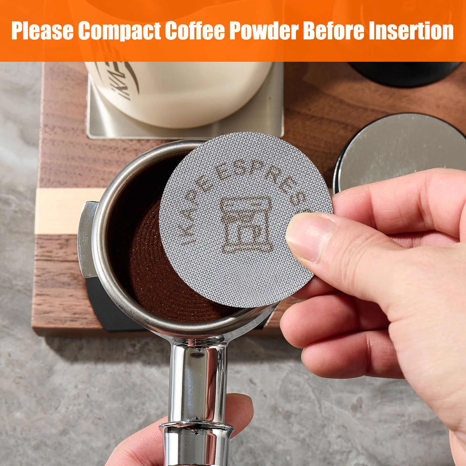 IKAPE Espresso Puck Screen, 1.7mm 150μm Ultra Thin Coffee Reusable Professional Barista Screen, Food-grade 316 Stainless Steel