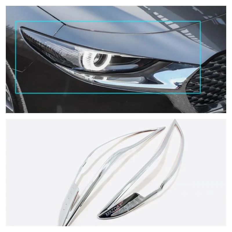 

Car Cover Styling Detector ABS Chrome Front Light Lamp Trim Frame Sticks For Mazda 3 Mazda3 Axela M3 Sedan 2019 - 2022