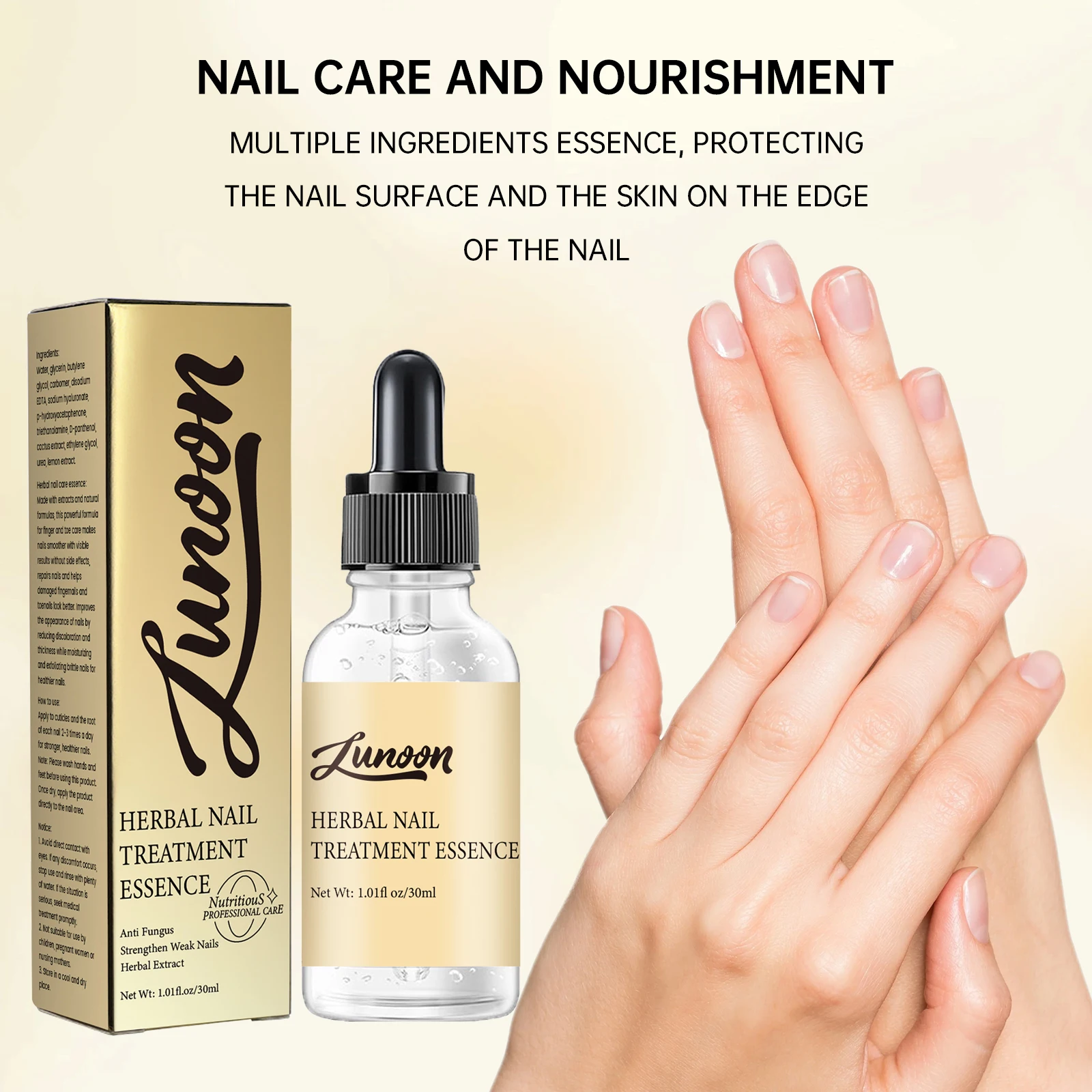 LUNOON Nagelbehandelingsessentie 30 ml - Hydraterend en herstel voor droge, gebarsten nagels, nagelriemverzorging, hangernagels verlichting, voeding