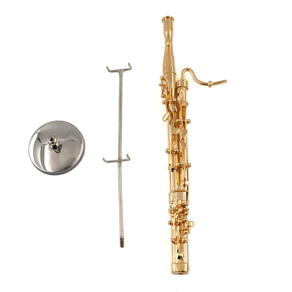 1Pcs Miniature Copper Bassoon Model with Support Mini Musical Instrument Dollhouse ob11 1/12 1/6 figure Accessories bjd