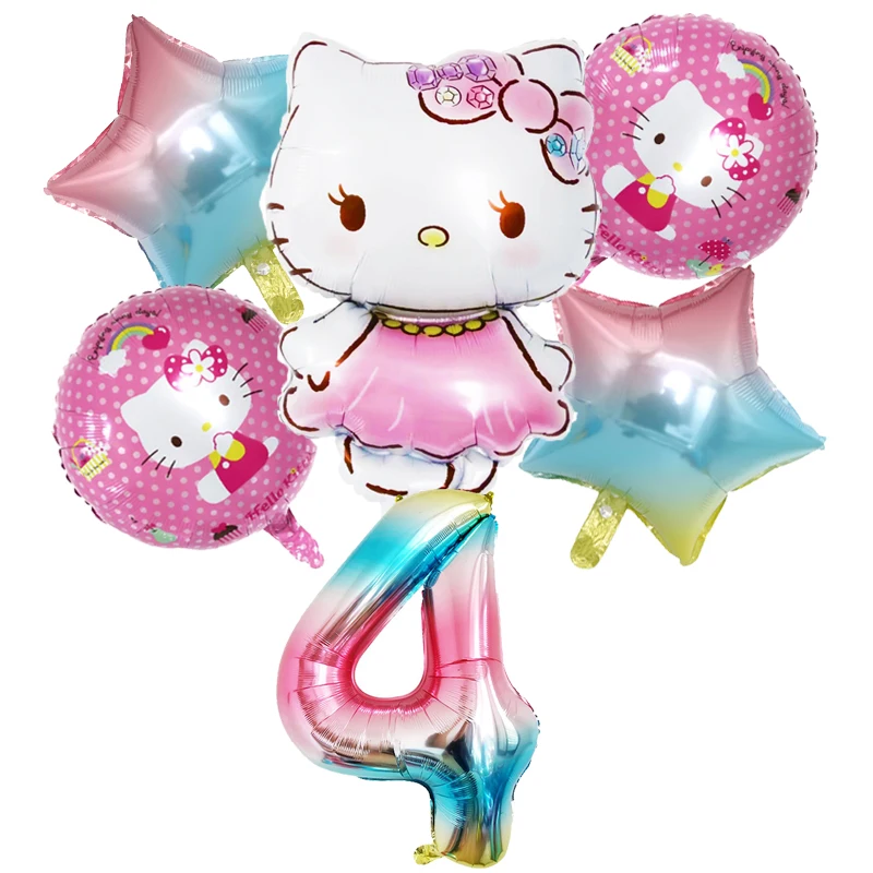 Hello Kitty Party Balloons set Kitty 32inch pink Number Foil Balloon Kids Birthday Party Decoration Baby Shower Helium Globos